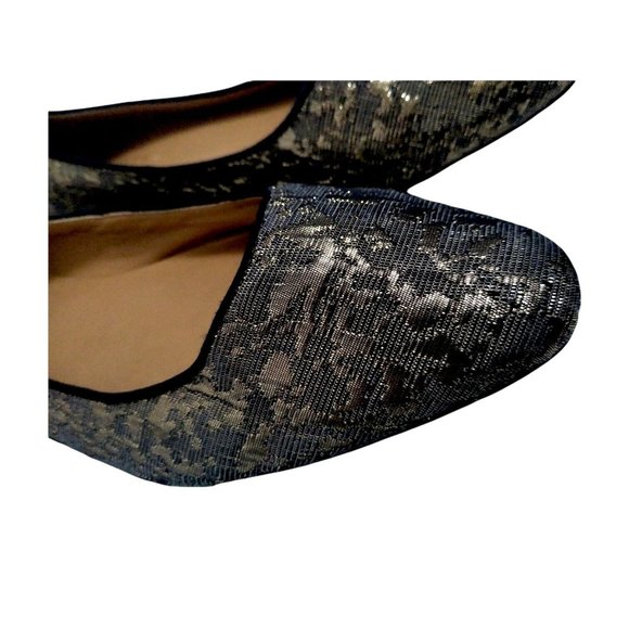 Talbots Womens Gold Embroidered Fabric Canvas Slip On Driving Smoke Flats 7.5 N - Picture 6 of 10